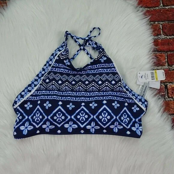 TOMMY BAHAMA Swim Top Bra Cowrie Reversible High Neck NWT M - Picture 4 of 11